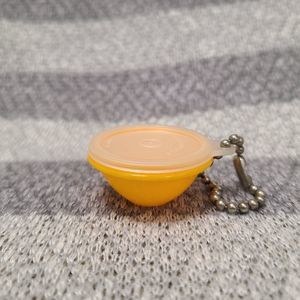 Tupperware Keychain Pill Holder Wonderlier Bowl Yellow Vintage 1306-4 & 1307-9